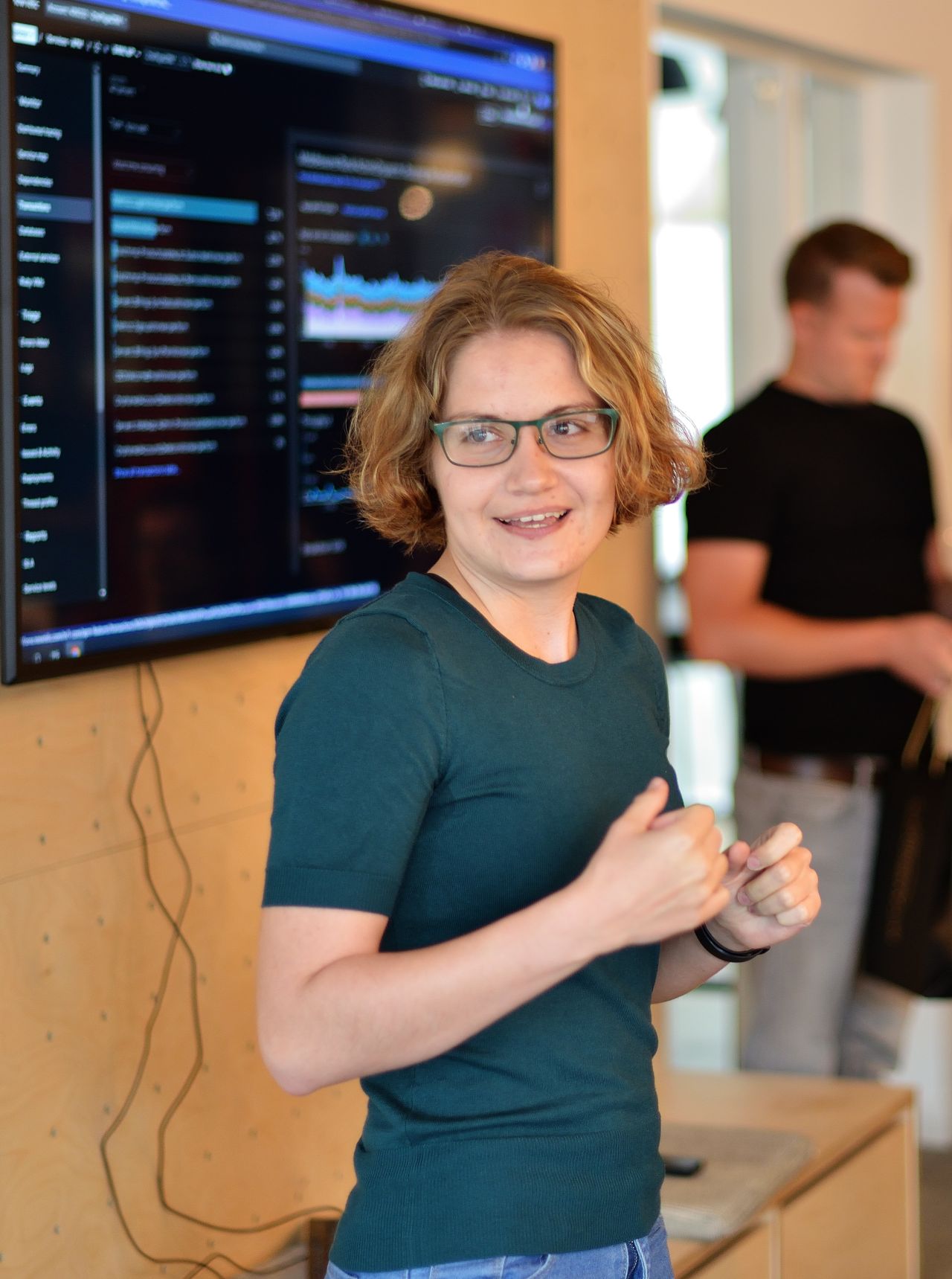Anastasia Chechkova presenting at a talk